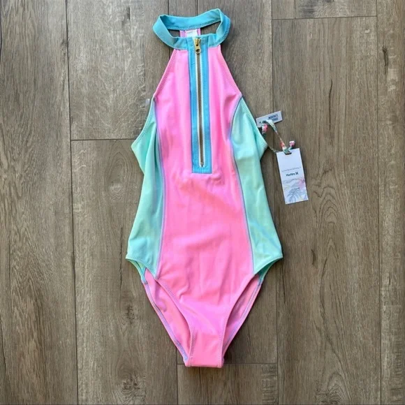 LoveShackFancy Max Colorblock Mock Neck One Piece - Picture 8 of 12